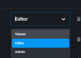 The role dropdown open on a project's members panel